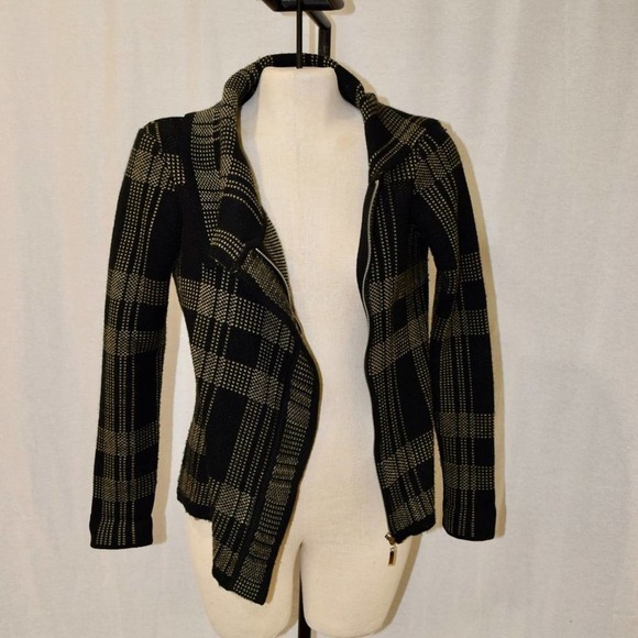 Like new PECK & PECK black and tan knitted  jacket - Picture 3 of 4